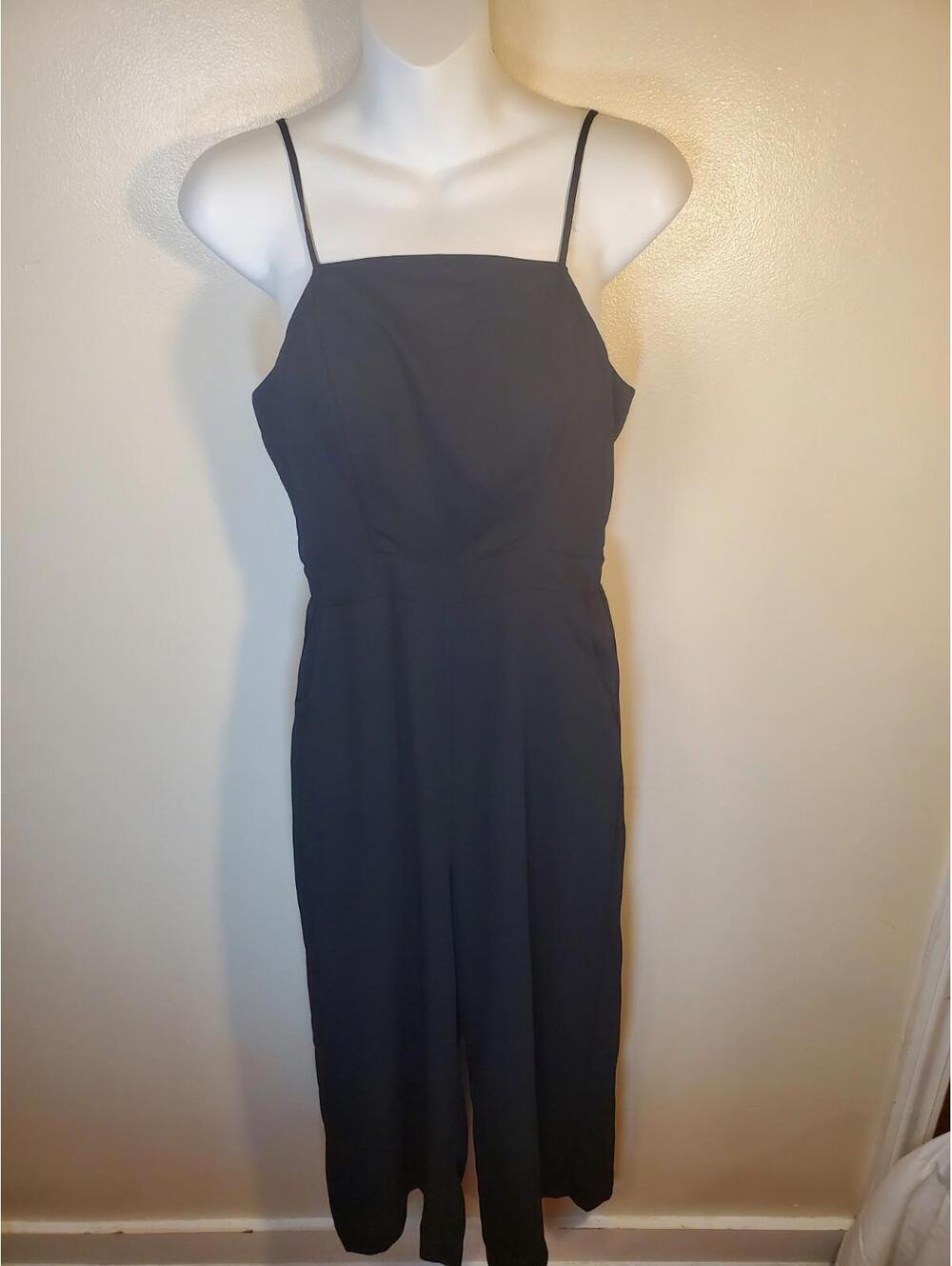 4Sienna Womens Spaghetti Strap Jumpsuit Back Buttons Cutout Black Size Small
